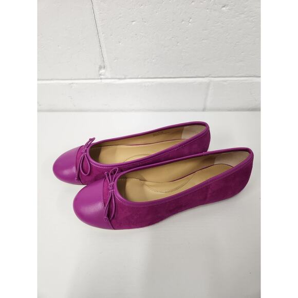 Talbots Women's Cap Toe Ballet Suede/Leather Flats, Size 8.5M, In Purple Color. - Picture 1 of 7